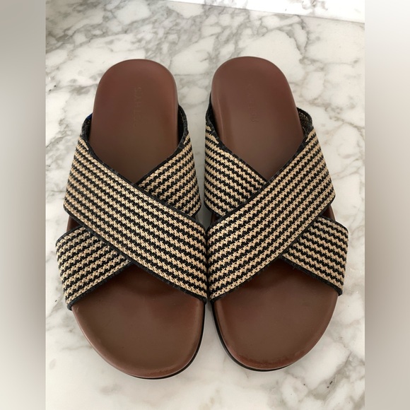 Rothy's The Weekend Slide Sandals Toffee Stripe Size 11 - Picture 3 of 7